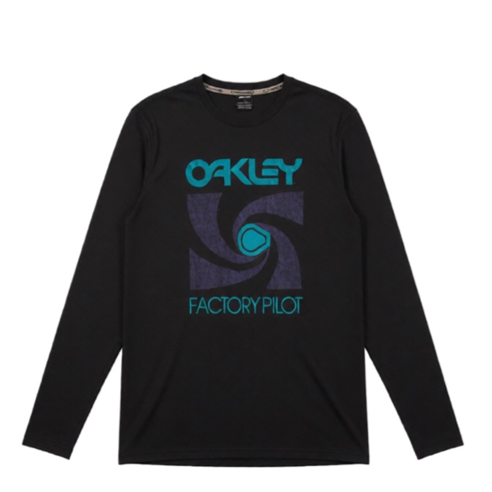 Oakley Black Long Sleeve Tee with Teal & Purple Graphic